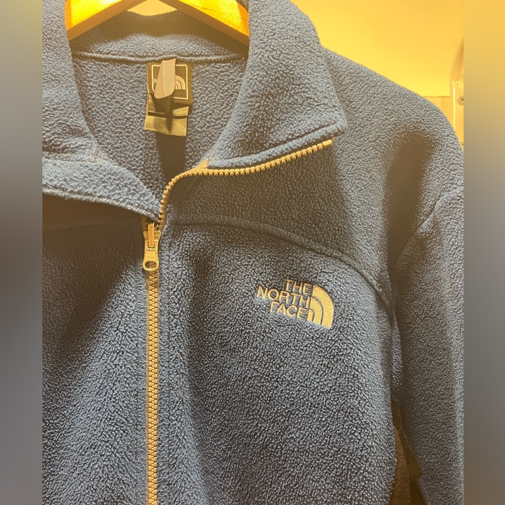 The North Face fleece zip up, blue with black arms, mens small, great condition - Picture 2 of 9